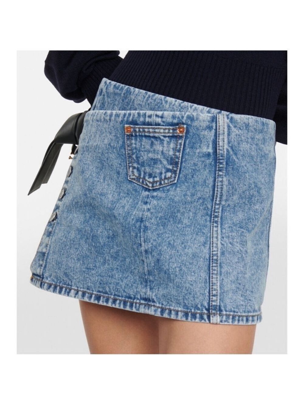 NWT Re/Done Wrap Denim Mini Skirt Size 27 - Picture 3 of 5